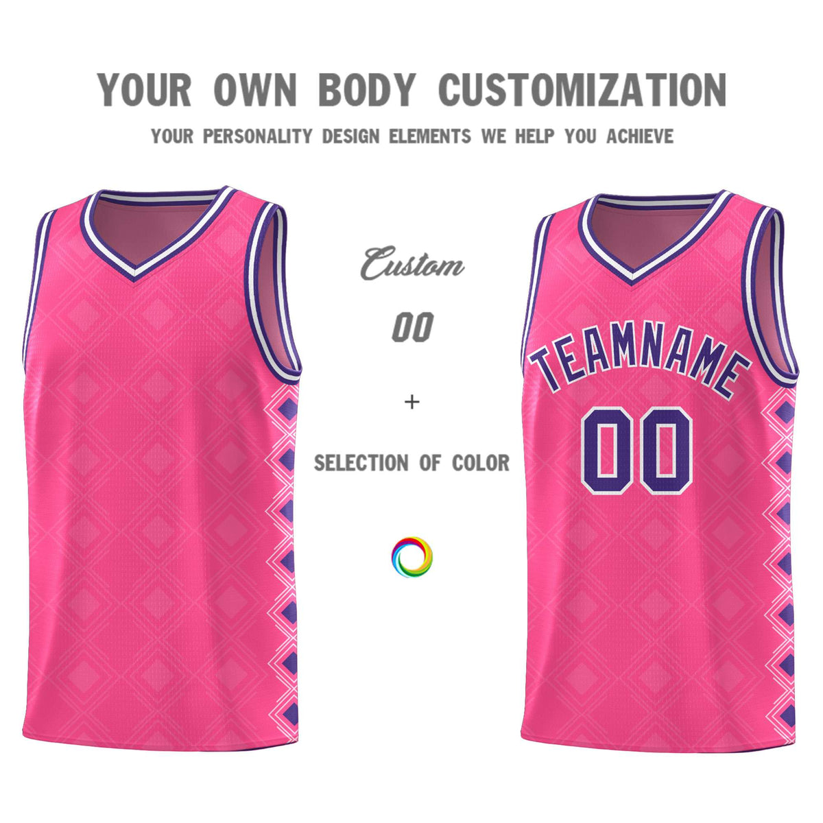 Custom Pink Side Blocks Sports Uniform Basketball Jersey