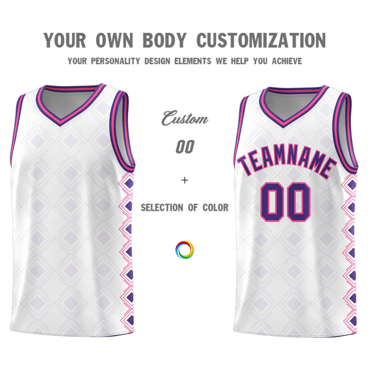Custom White Side Blocks Sports Uniform Basketball Jersey