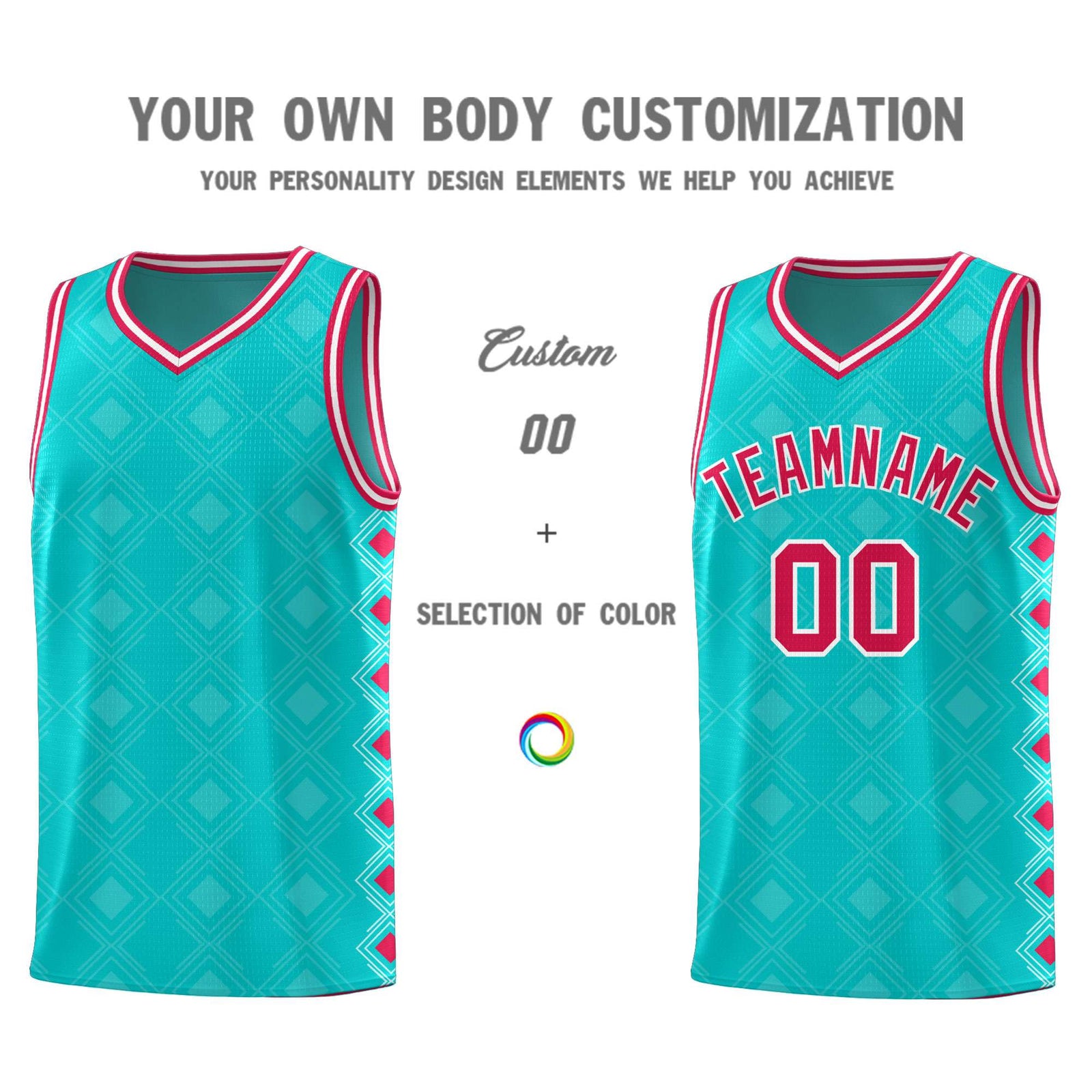 Custom Aqua Side Blocks Sports Uniform Basketball Jersey
