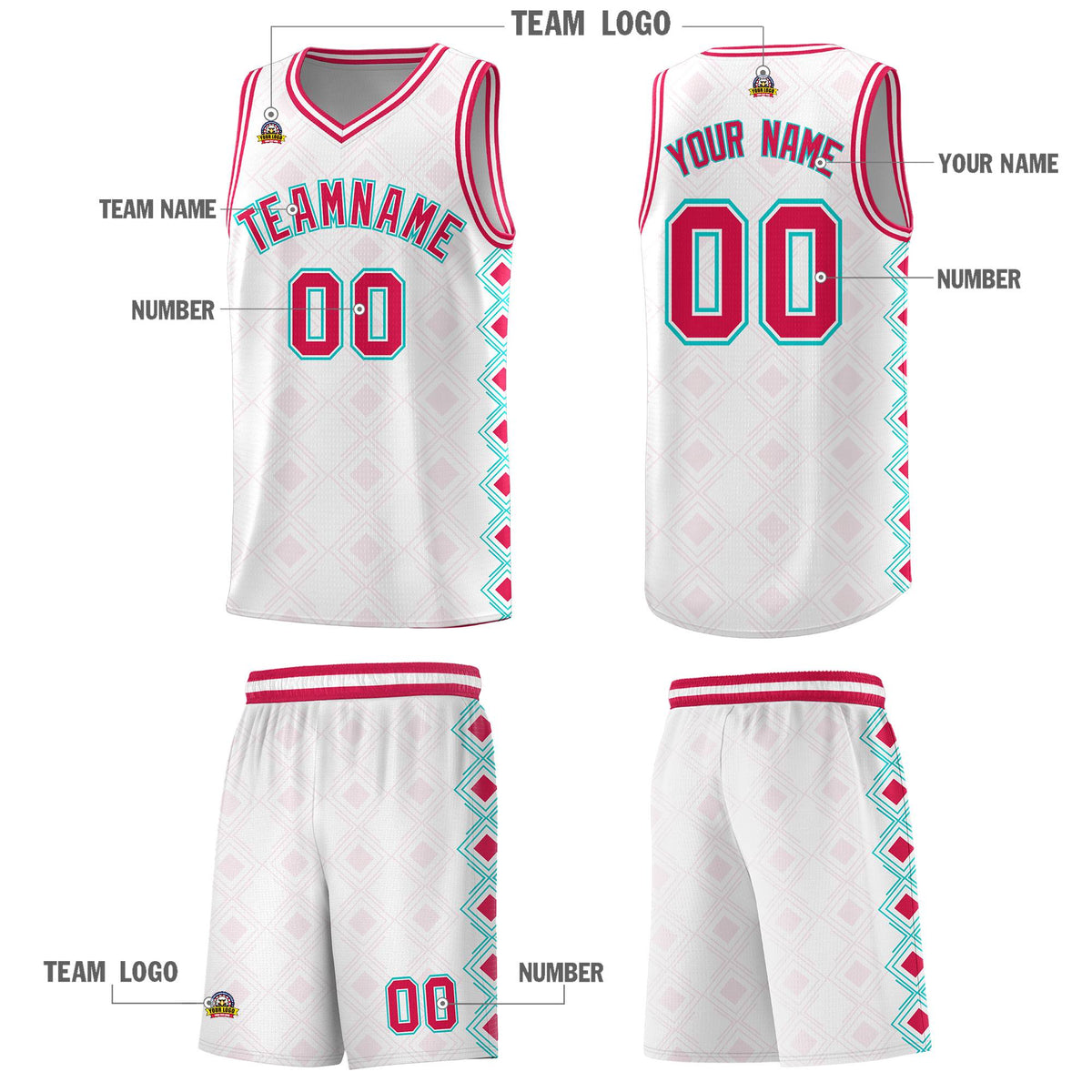 Custom White Side Blocks Sports Uniform Basketball Jersey