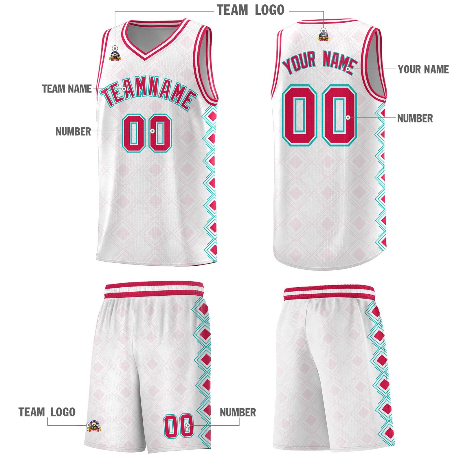 Custom White Side Blocks Sports Uniform Basketball Jersey