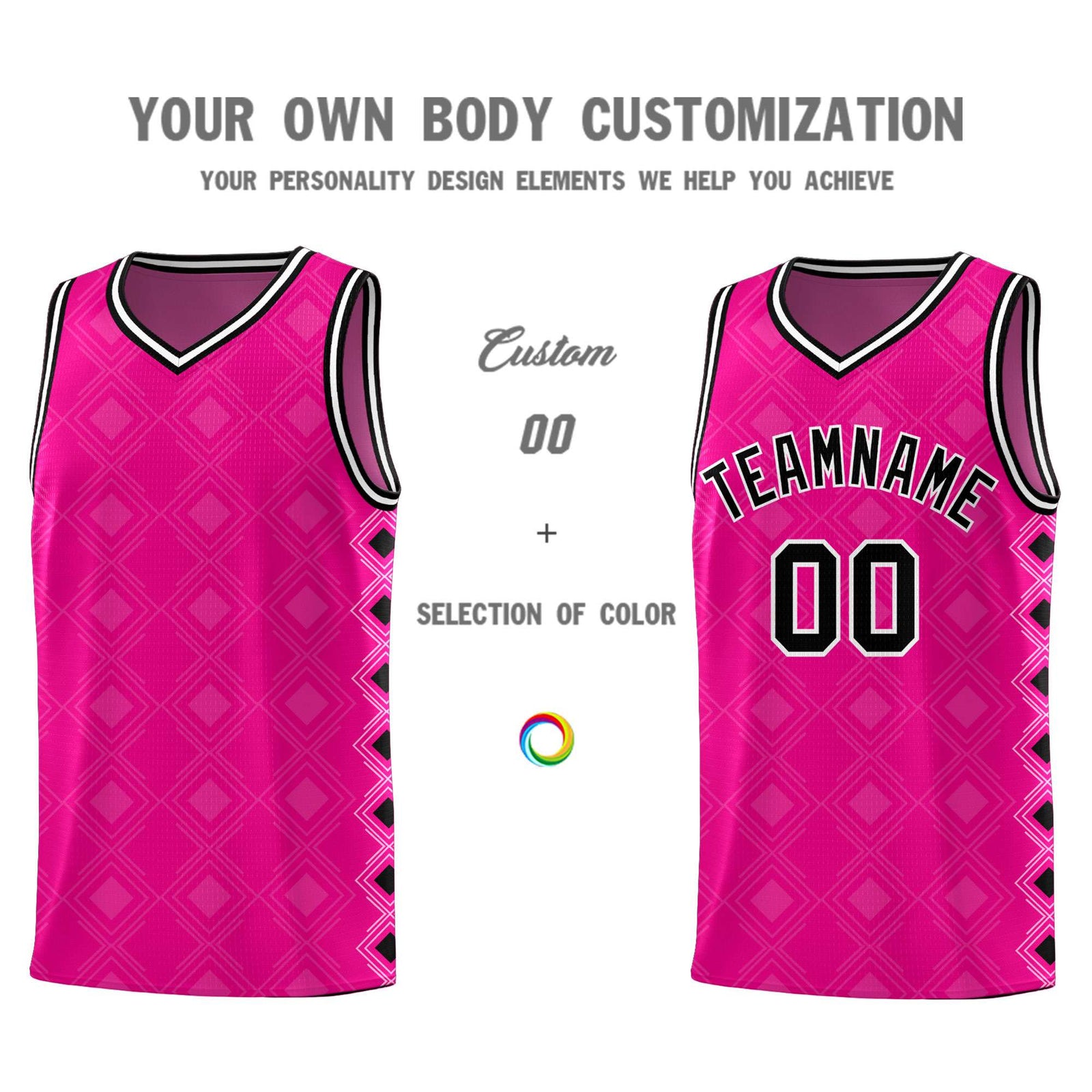 Custom Pink Side Blocks Sports Uniform Basketball Jersey