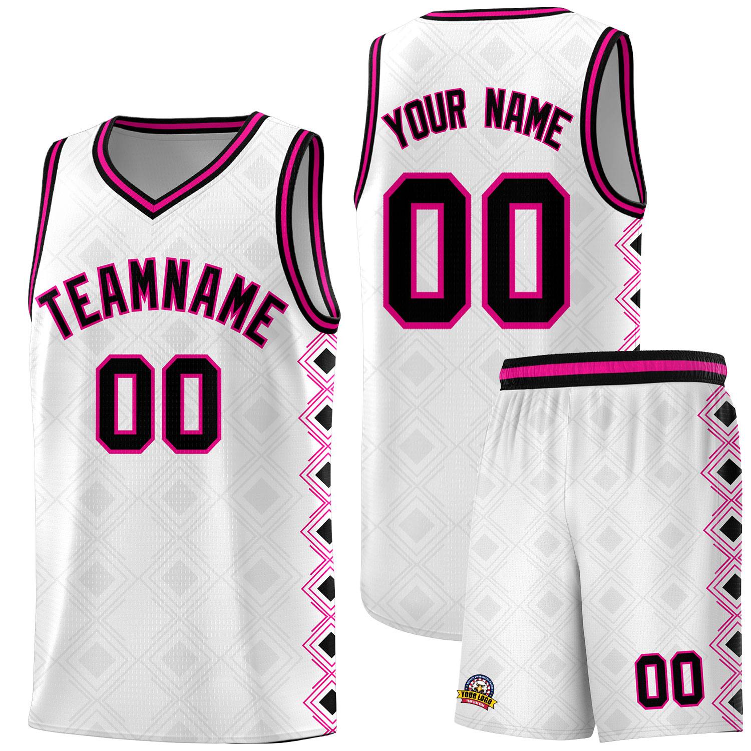 Custom White Side Blocks Sports Uniform Basketball Jersey
