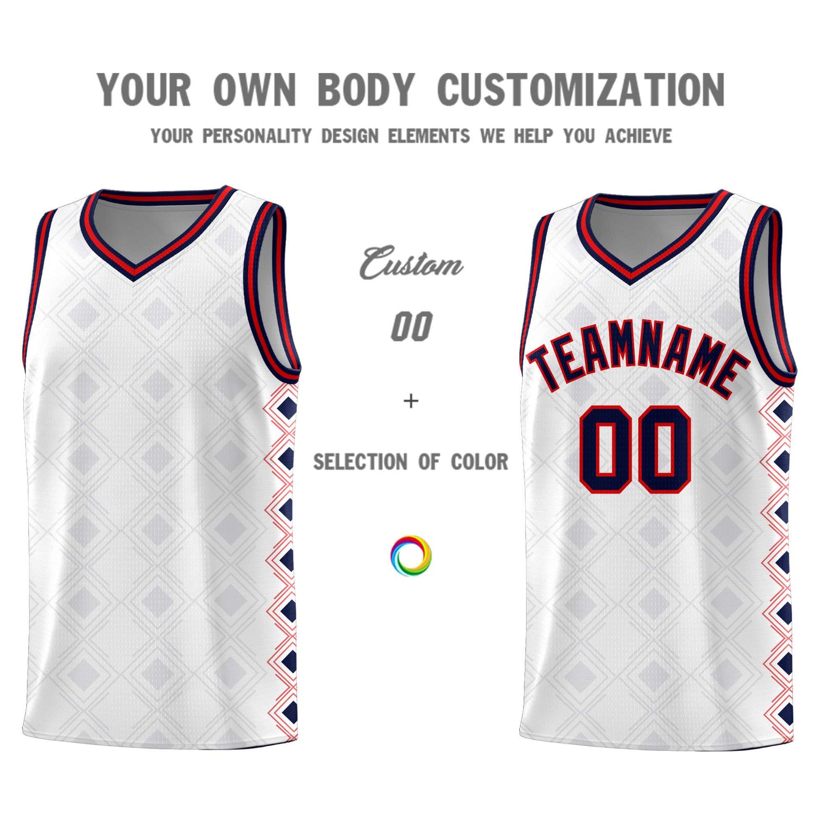 Custom White Side Blocks Sports Uniform Basketball Jersey