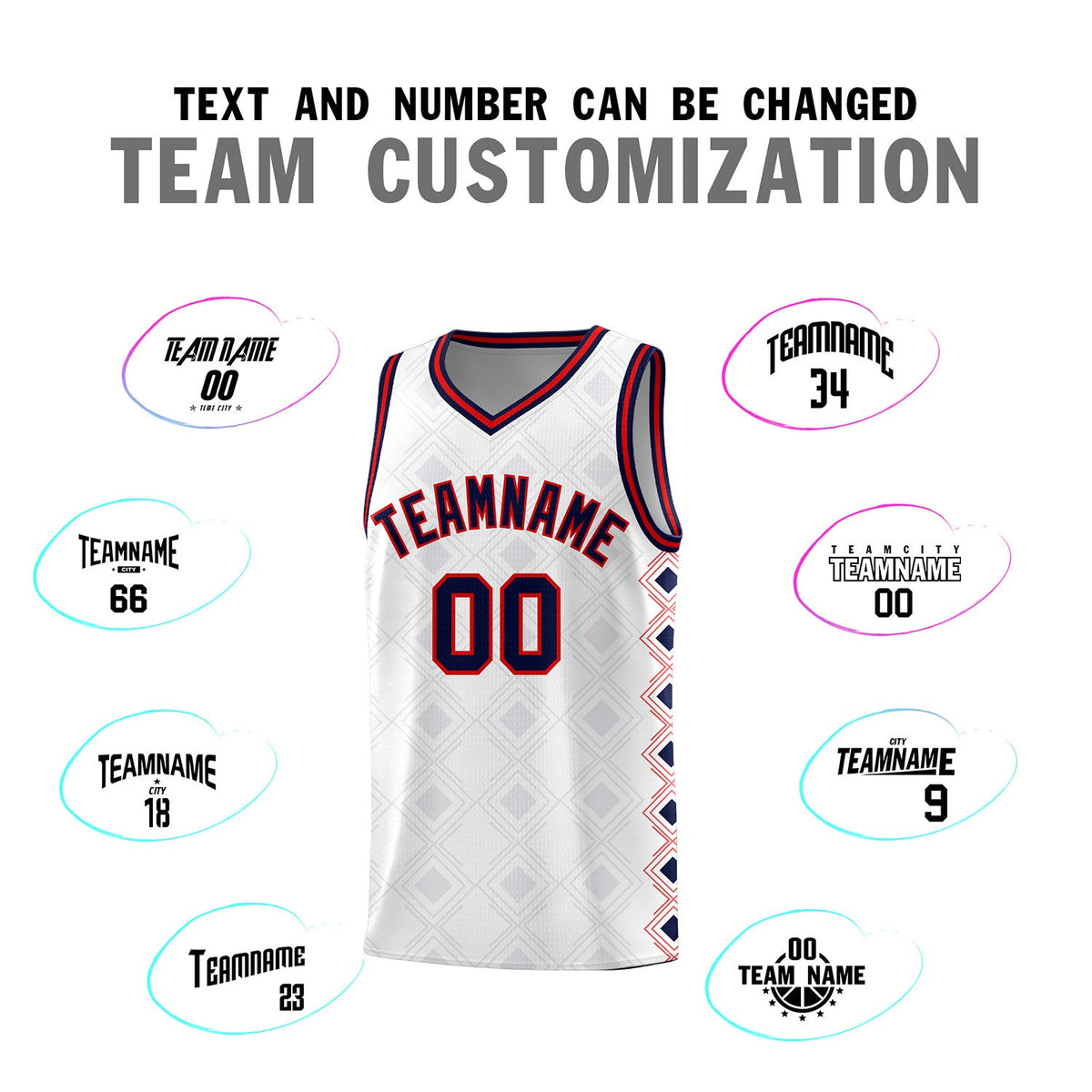 Custom White Side Blocks Sports Uniform Basketball Jersey