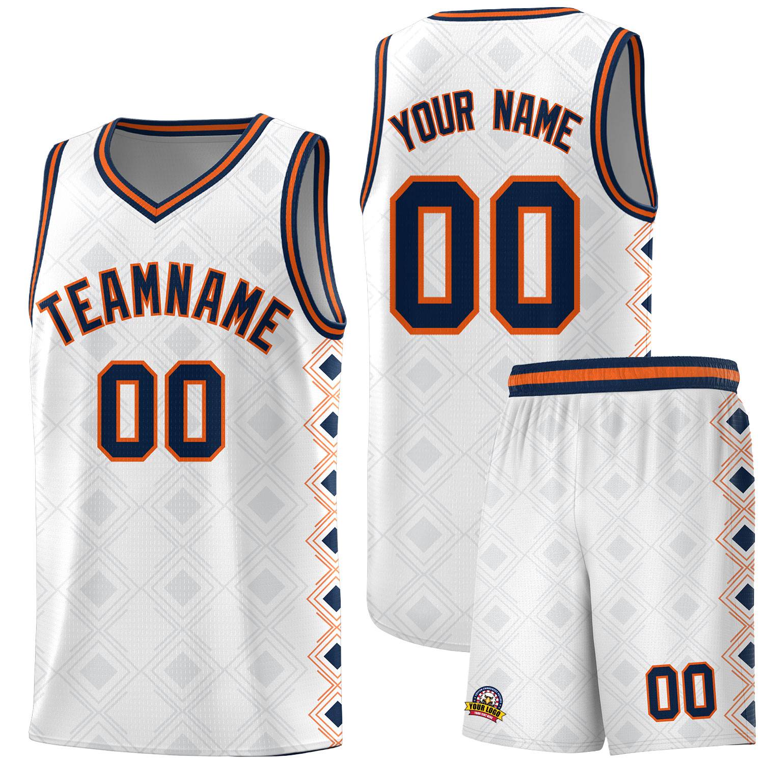 Custom White Side Blocks Sports Uniform Basketball Jersey