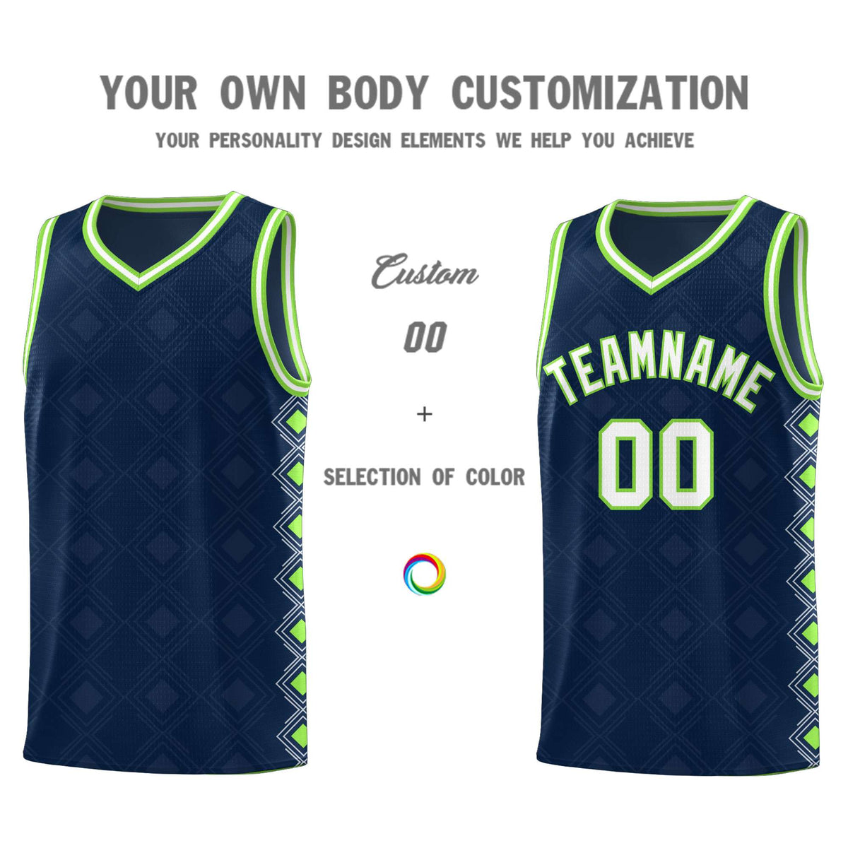 Custom Navy Side Blocks Sports Uniform Basketball Jersey