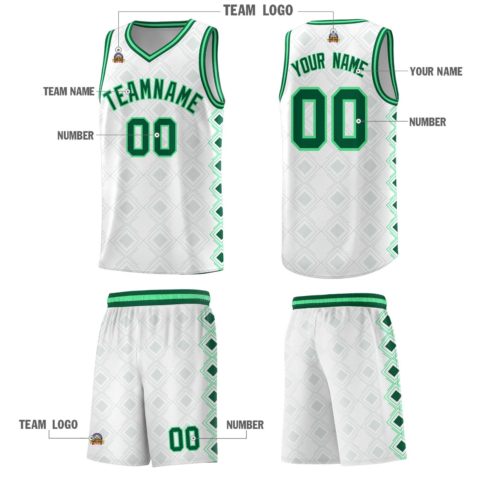 Custom White Side Blocks Sports Uniform Basketball Jersey