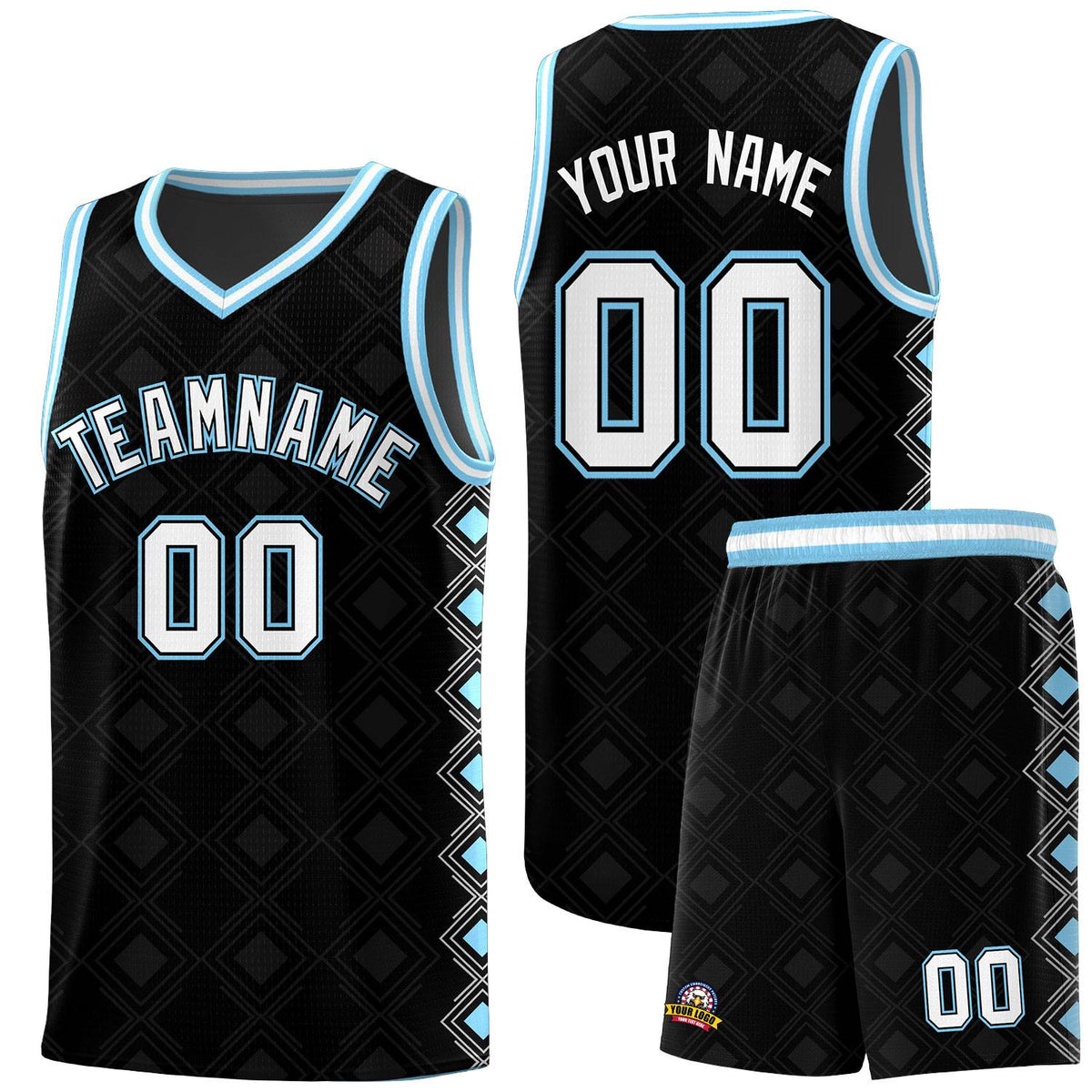 Custom Black Side Blocks Sports Uniform Basketball Jersey