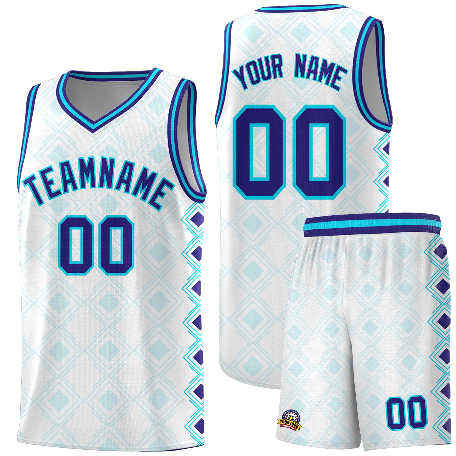 Custom White Side Blocks Sports Uniform Basketball Jersey