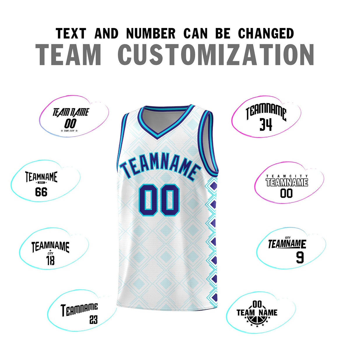 Custom White Side Blocks Sports Uniform Basketball Jersey