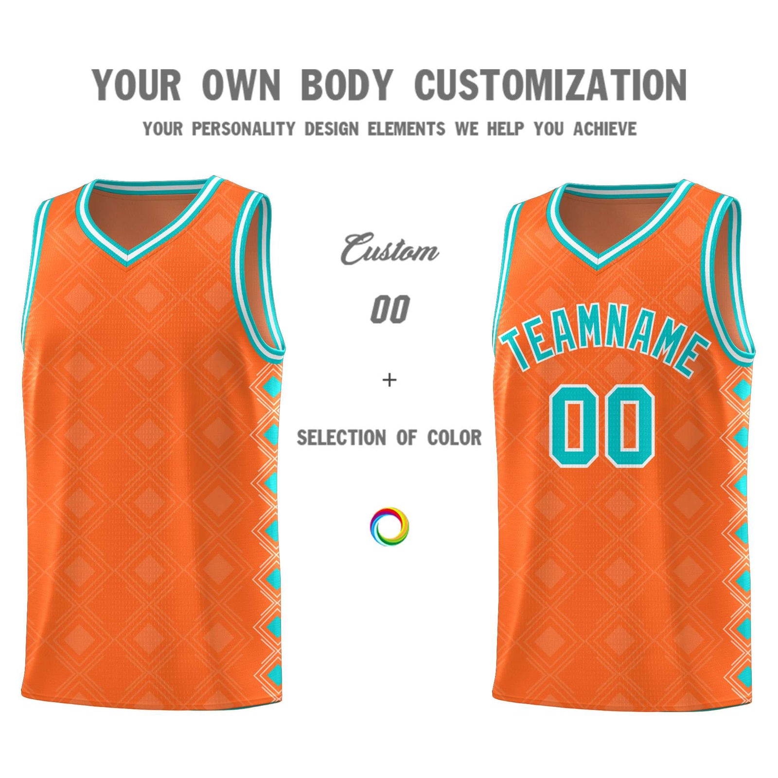 Custom Orange Side Blocks Sports Uniform Basketball Jersey