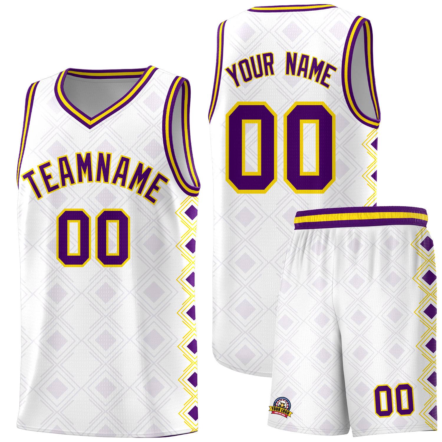 Custom White Side Blocks Sports Uniform Basketball Jersey