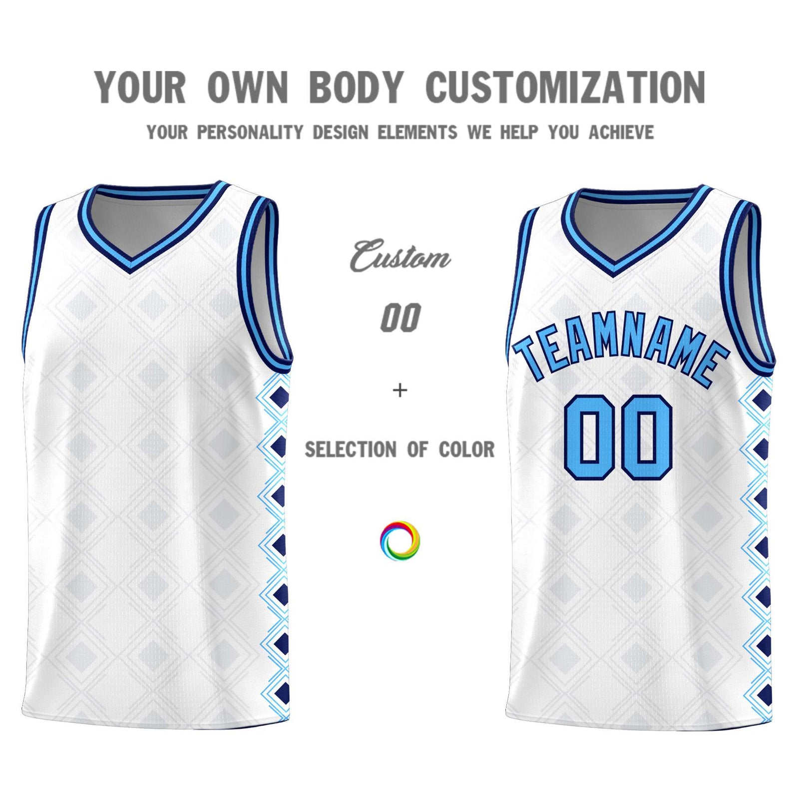 Custom White Side Blocks Sports Uniform Basketball Jersey