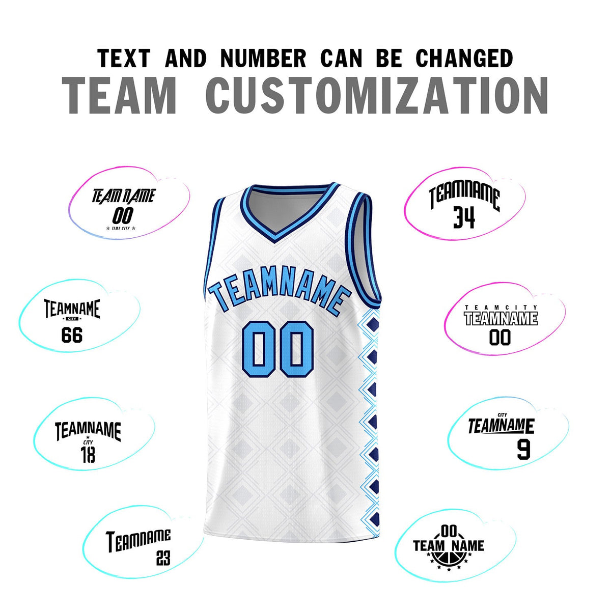 Custom White Side Blocks Sports Uniform Basketball Jersey