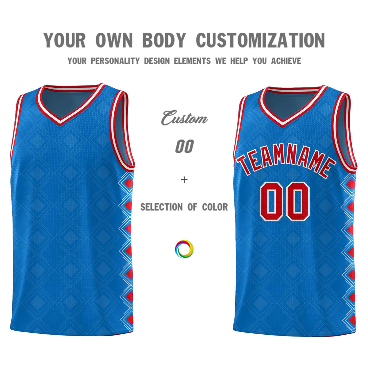 Custom Royal Side Blocks Sports Uniform Basketball Jersey