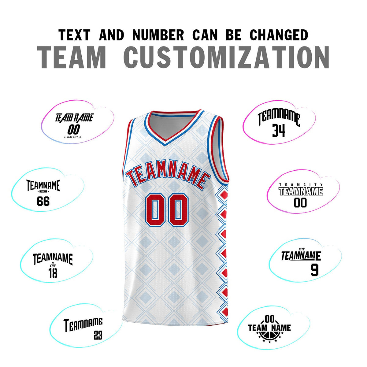Custom White Side Blocks Sports Uniform Basketball Jersey