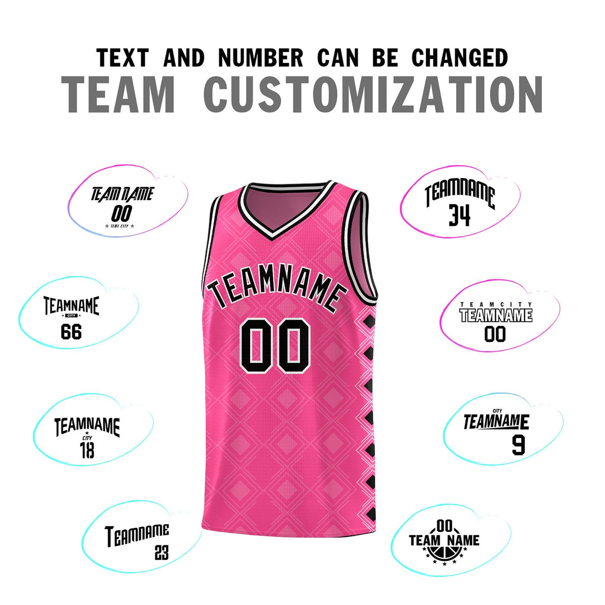 Custom Pink Side Blocks Sports Uniform Basketball Jersey