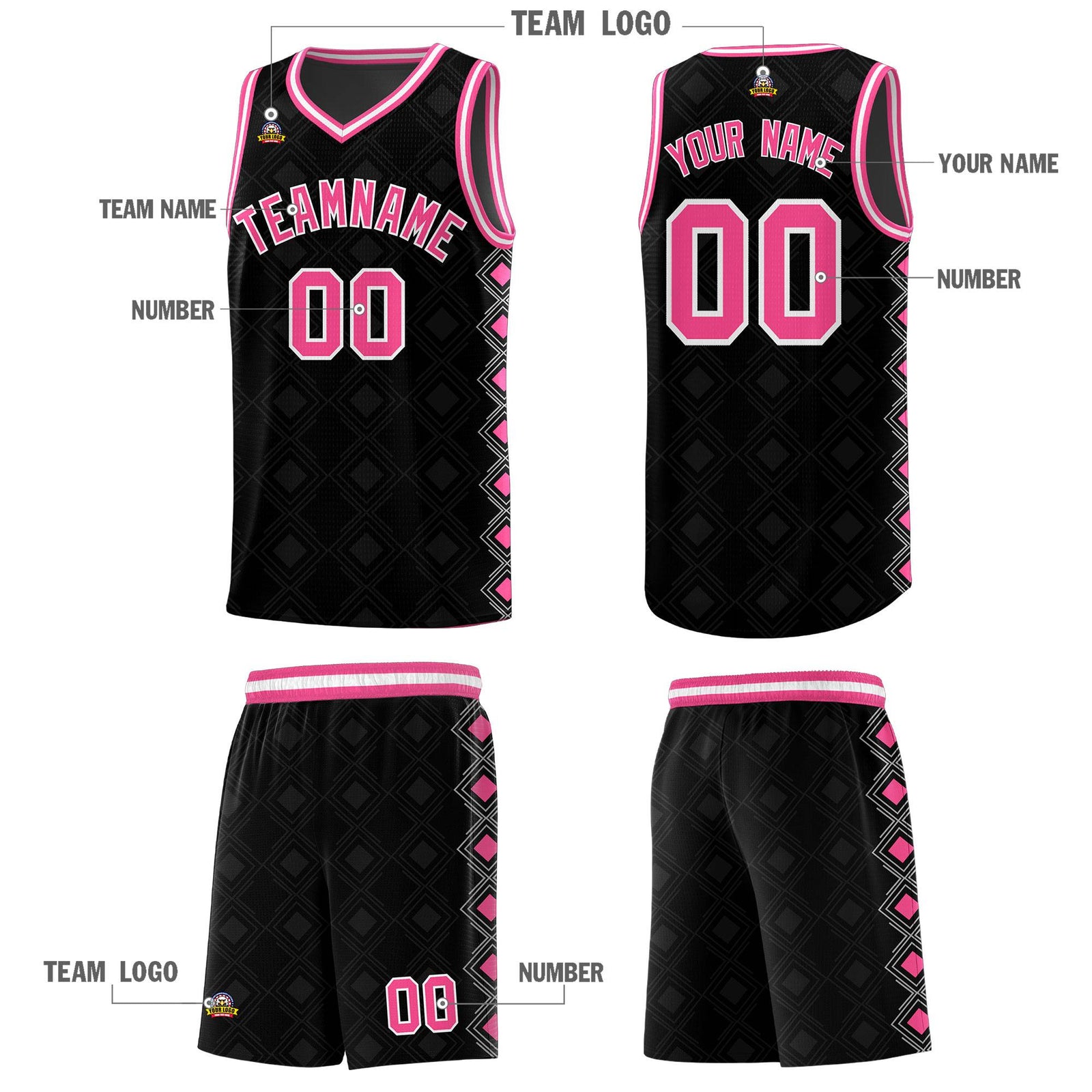 Custom Black Side Blocks Sports Uniform Basketball Jersey