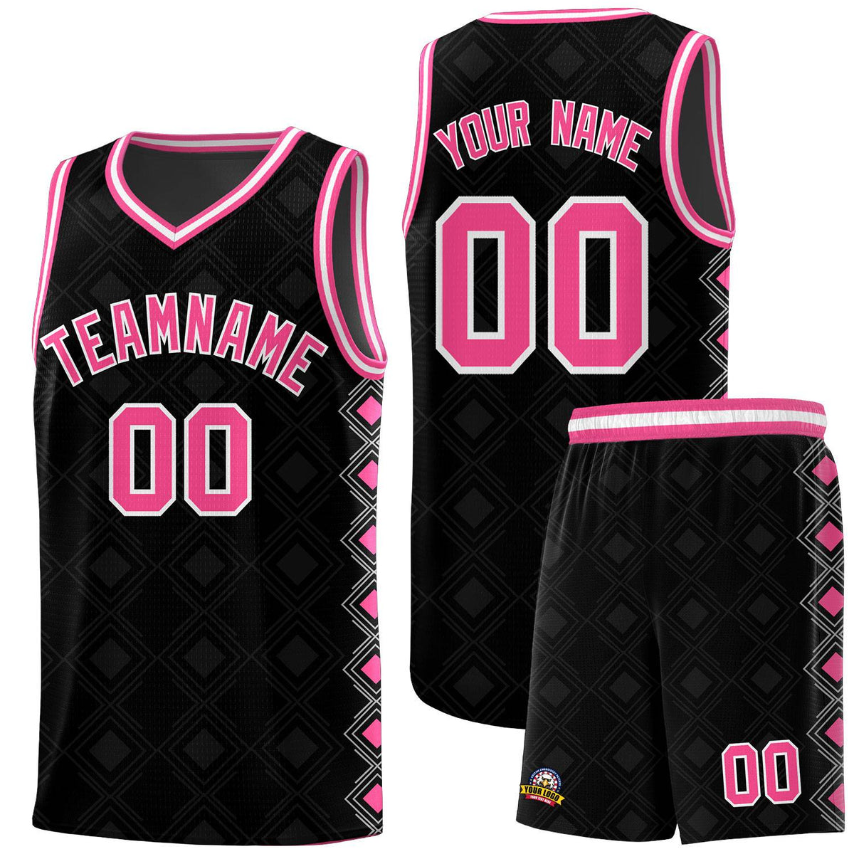 Custom Black Side Blocks Sports Uniform Basketball Jersey