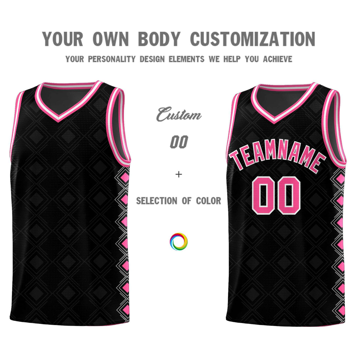 Custom Black Side Blocks Sports Uniform Basketball Jersey