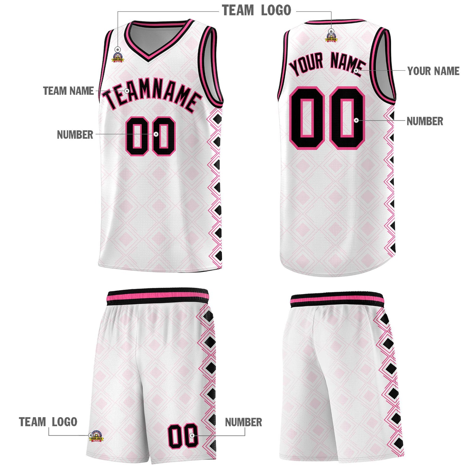 Custom White Side Blocks Sports Uniform Basketball Jersey
