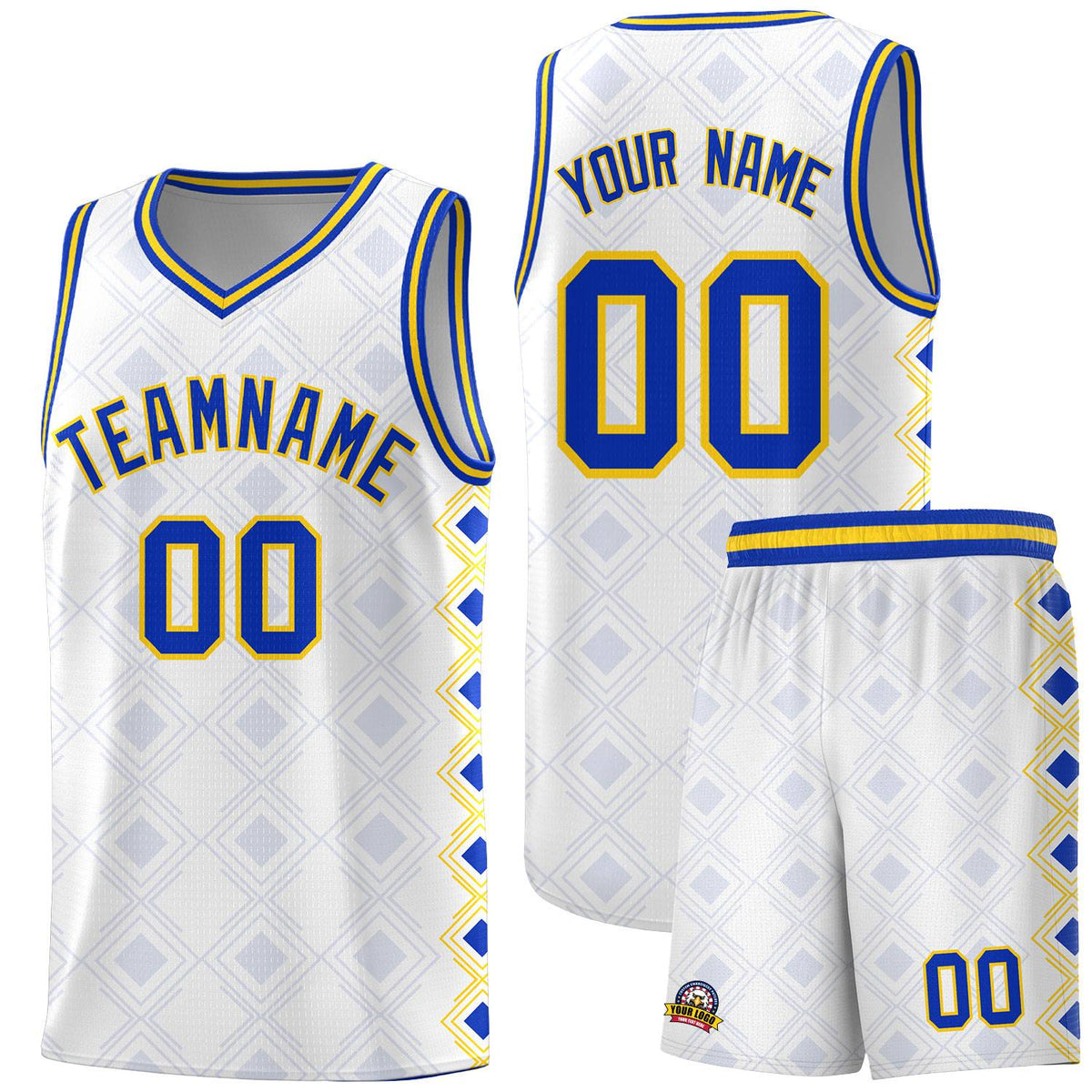 Custom White Side Blocks Sports Uniform Basketball Jersey