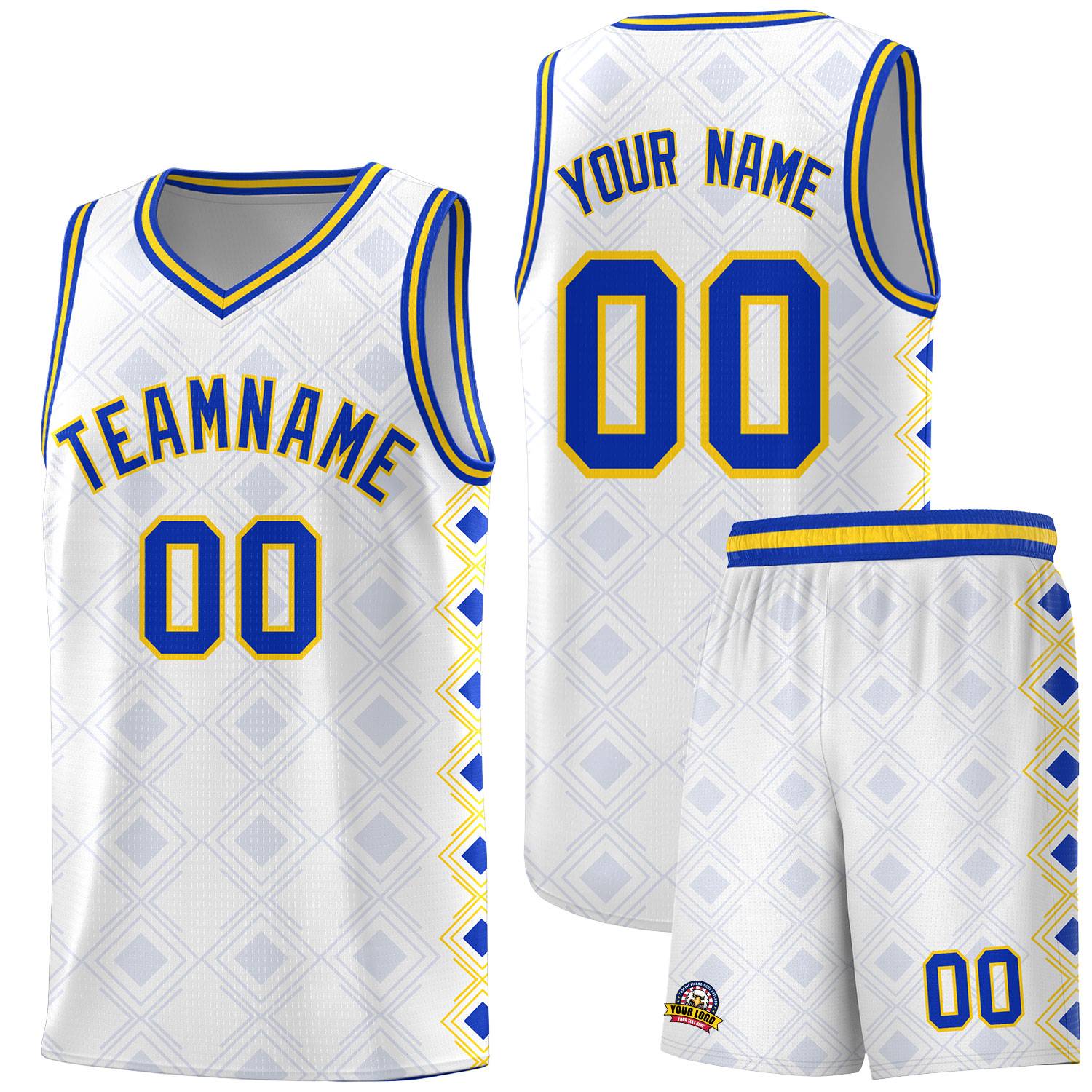 Custom White Side Blocks Sports Uniform Basketball Jersey