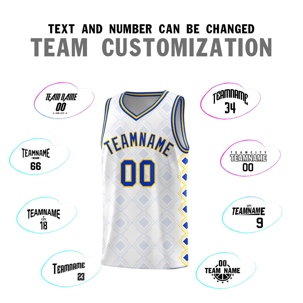 Custom White Side Blocks Sports Uniform Basketball Jersey
