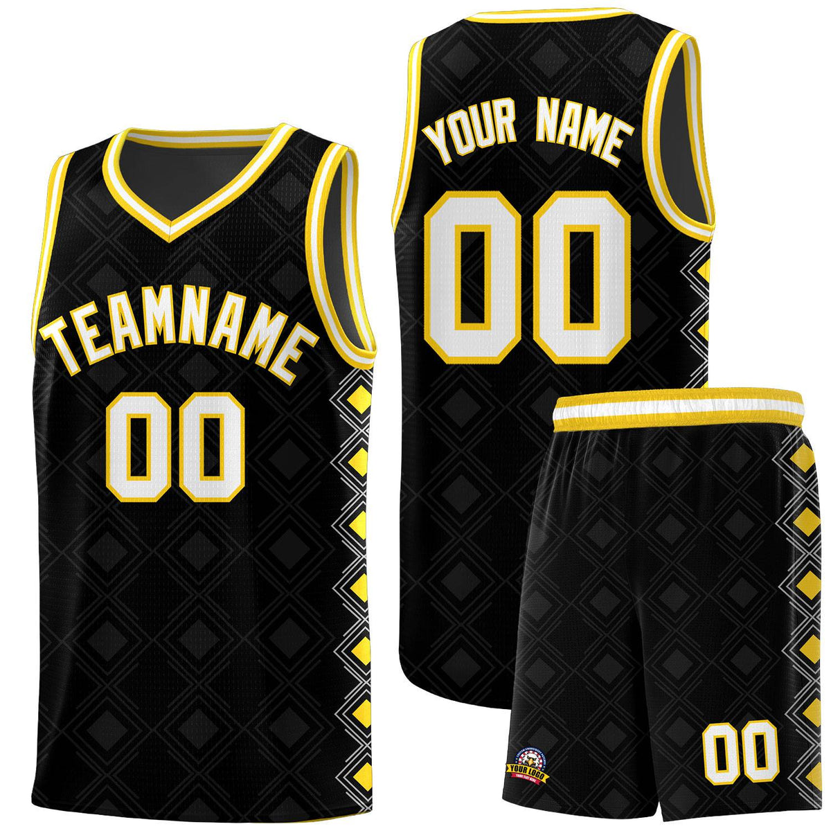 Custom Black Side Blocks Sports Uniform Basketball Jersey