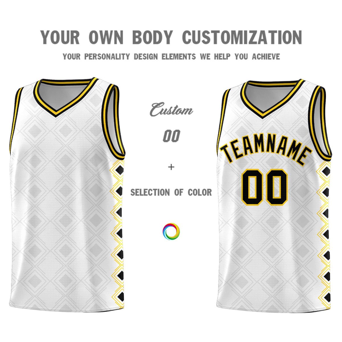 Custom White Side Blocks Sports Uniform Basketball Jersey