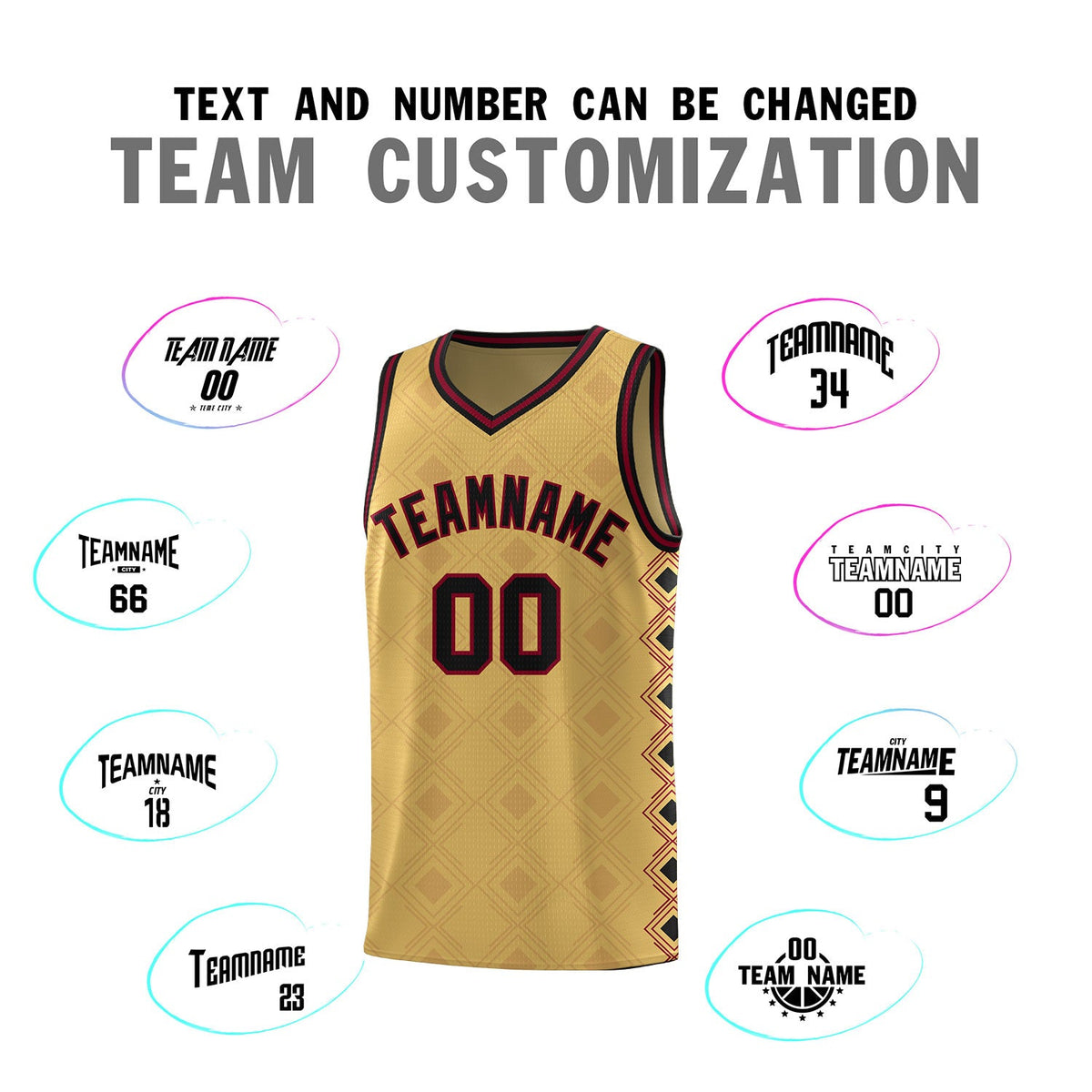 Custom Old Gold Side Blocks Sports Uniform Basketball Jersey
