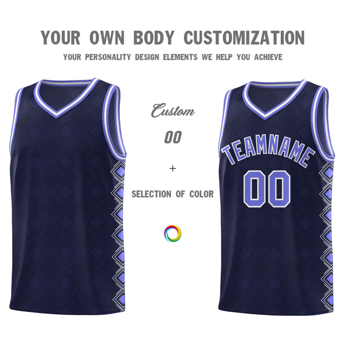 Custom Navy Side Blocks Sports Uniform Basketball Jersey