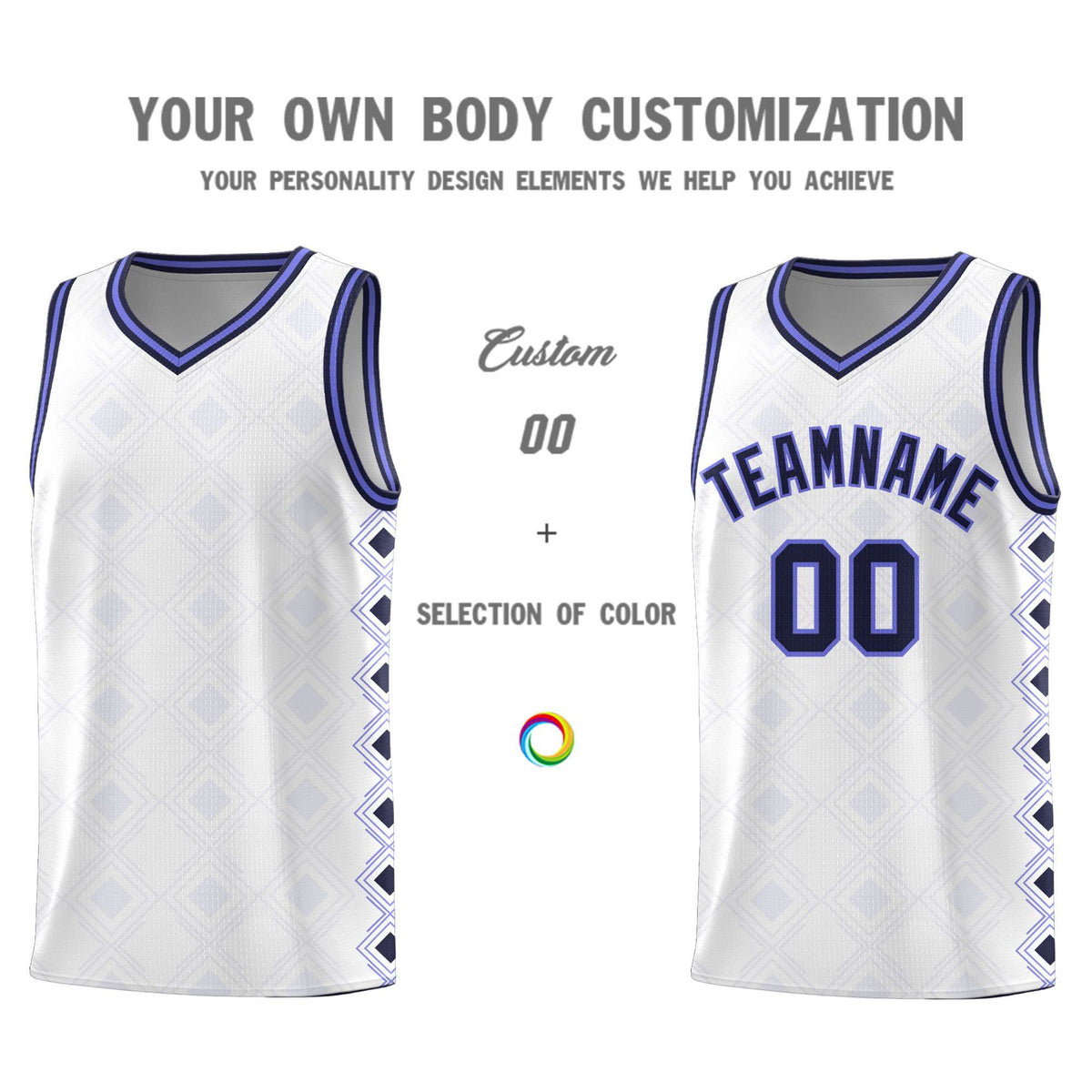 Custom White Side Blocks Sports Uniform Basketball Jersey