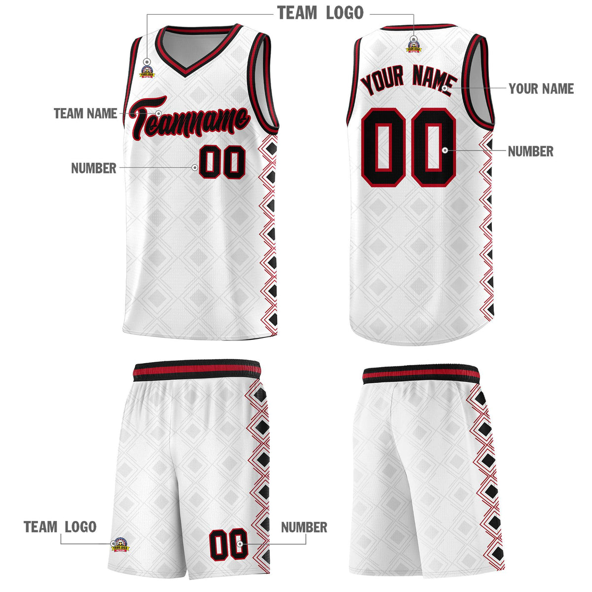 Custom White Side Blocks Sports Uniform Basketball Jersey