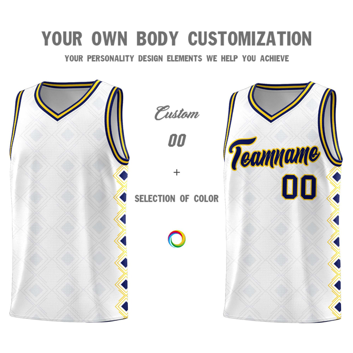 Custom White Side Blocks Sports Uniform Basketball Jersey