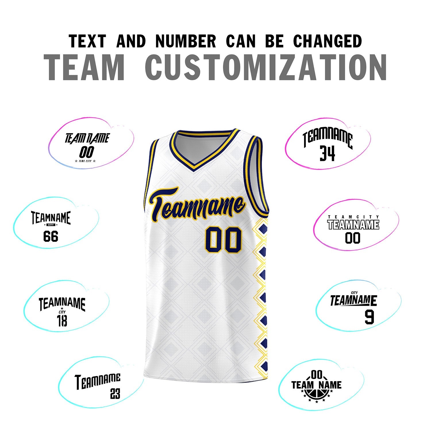 Custom White Side Blocks Sports Uniform Basketball Jersey