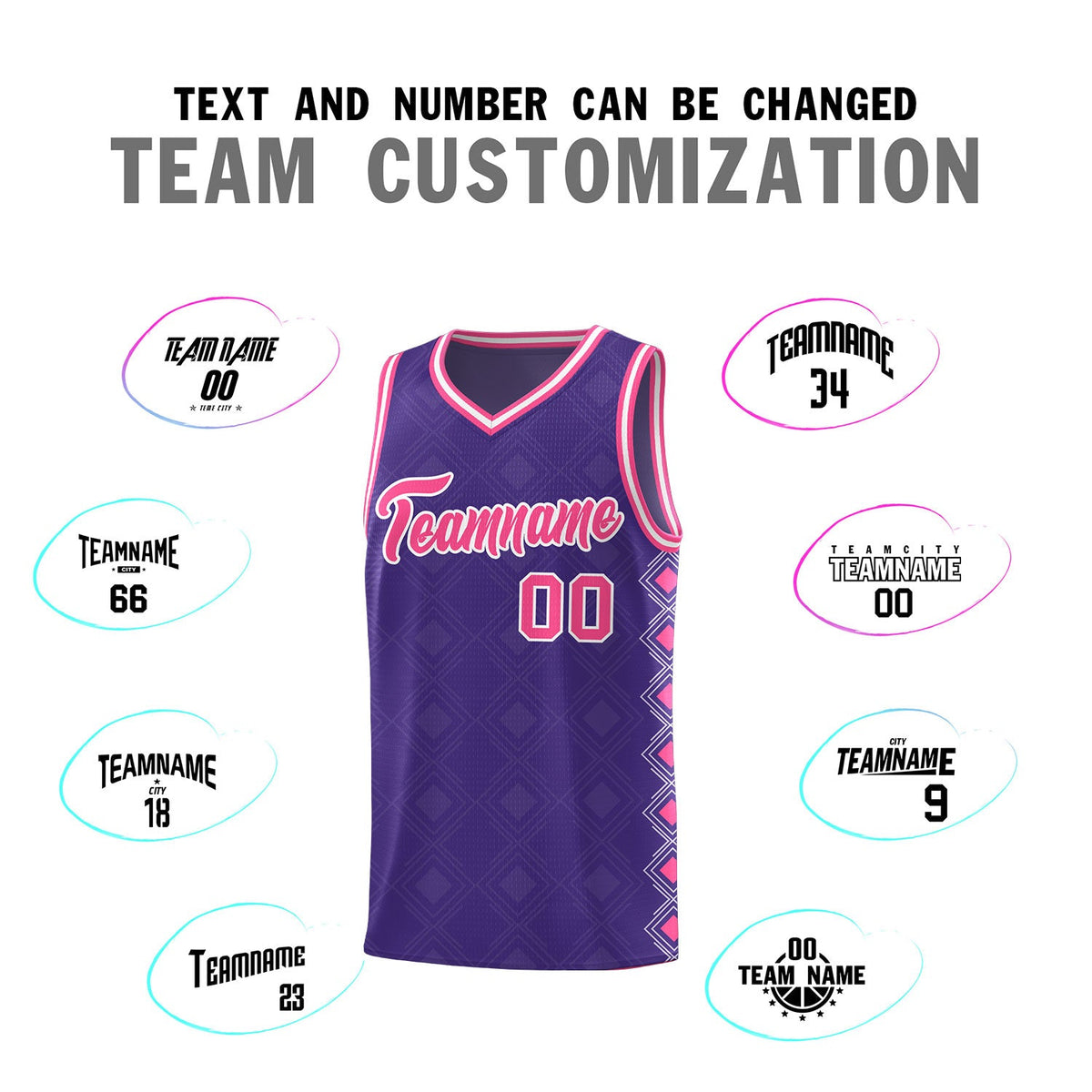 Custom Purple Side Blocks Sports Uniform Basketball Jersey