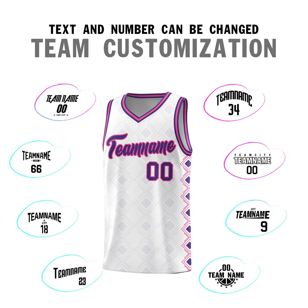 Custom White Side Blocks Sports Uniform Basketball Jersey