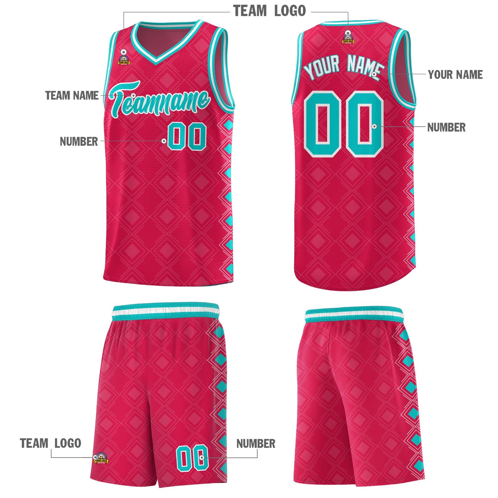 Custom Red Side Blocks Sports Uniform Basketball Jersey