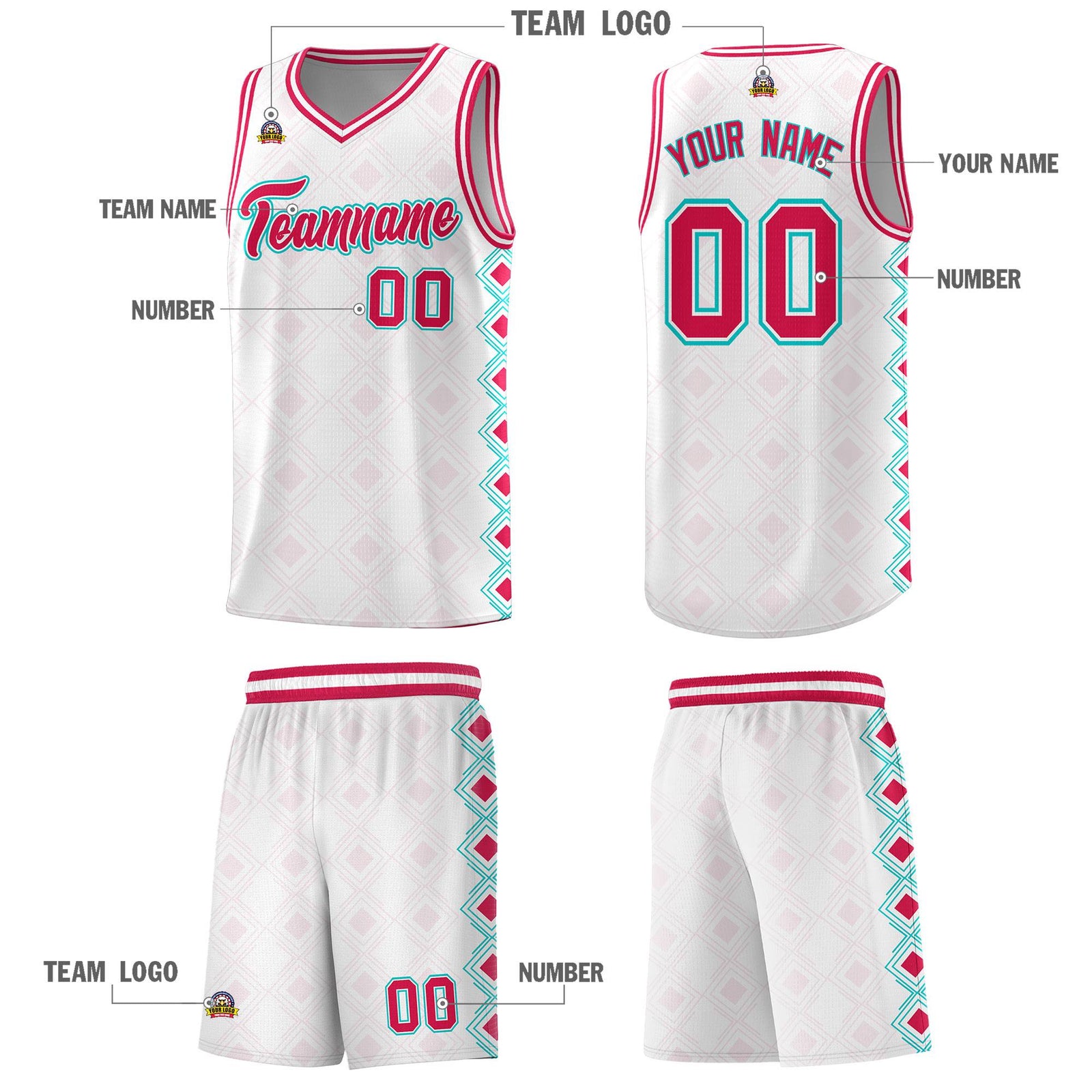 Custom White Side Blocks Sports Uniform Basketball Jersey