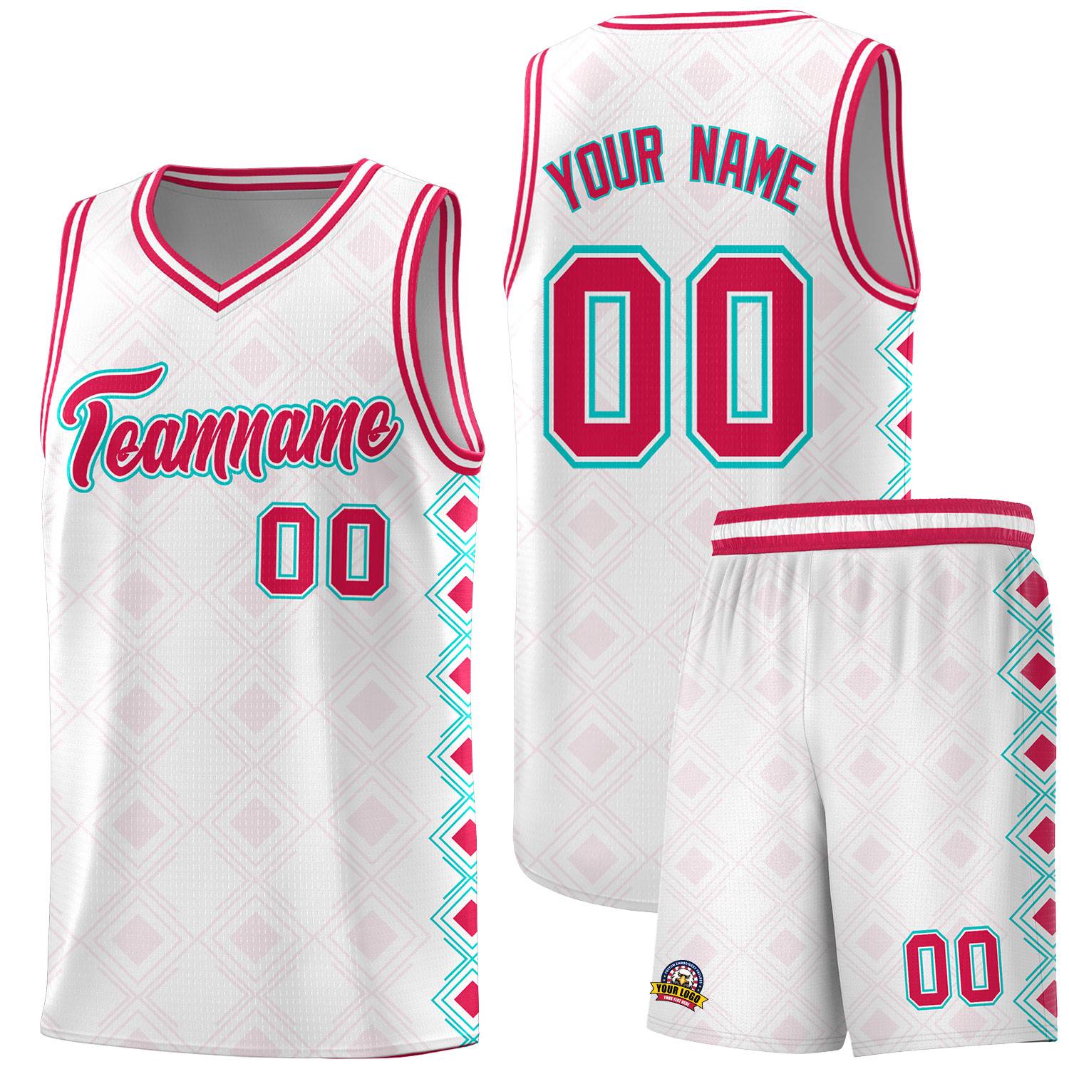 Custom White Side Blocks Sports Uniform Basketball Jersey