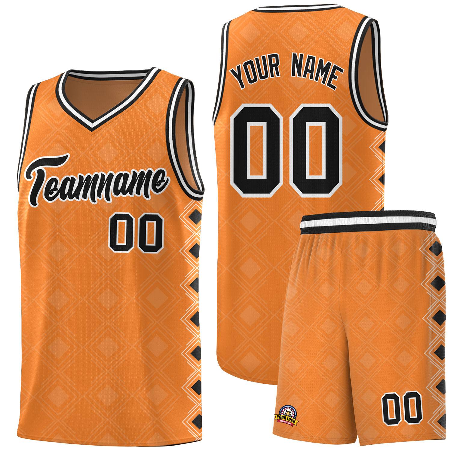 Custom Gold Orange Side Blocks Sports Uniform Basketball Jersey