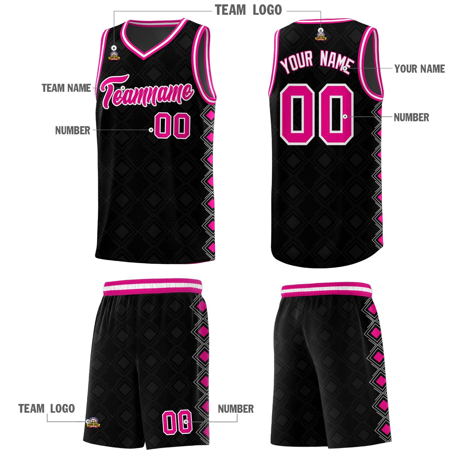 Custom Black Side Blocks Sports Uniform Basketball Jersey