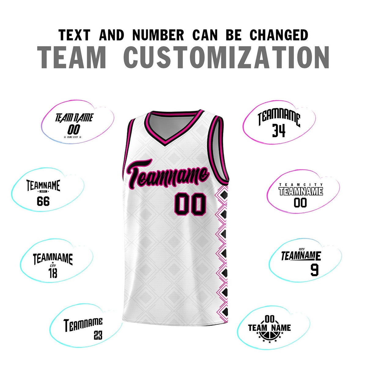 Custom White Side Blocks Sports Uniform Basketball Jersey