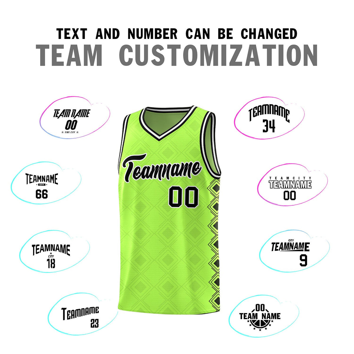 Custom Neon Green Side Blocks Sports Uniform Basketball Jersey