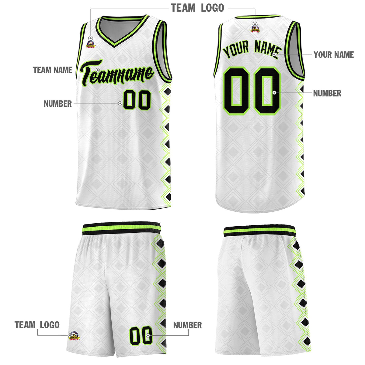 Custom White Side Blocks Sports Uniform Basketball Jersey