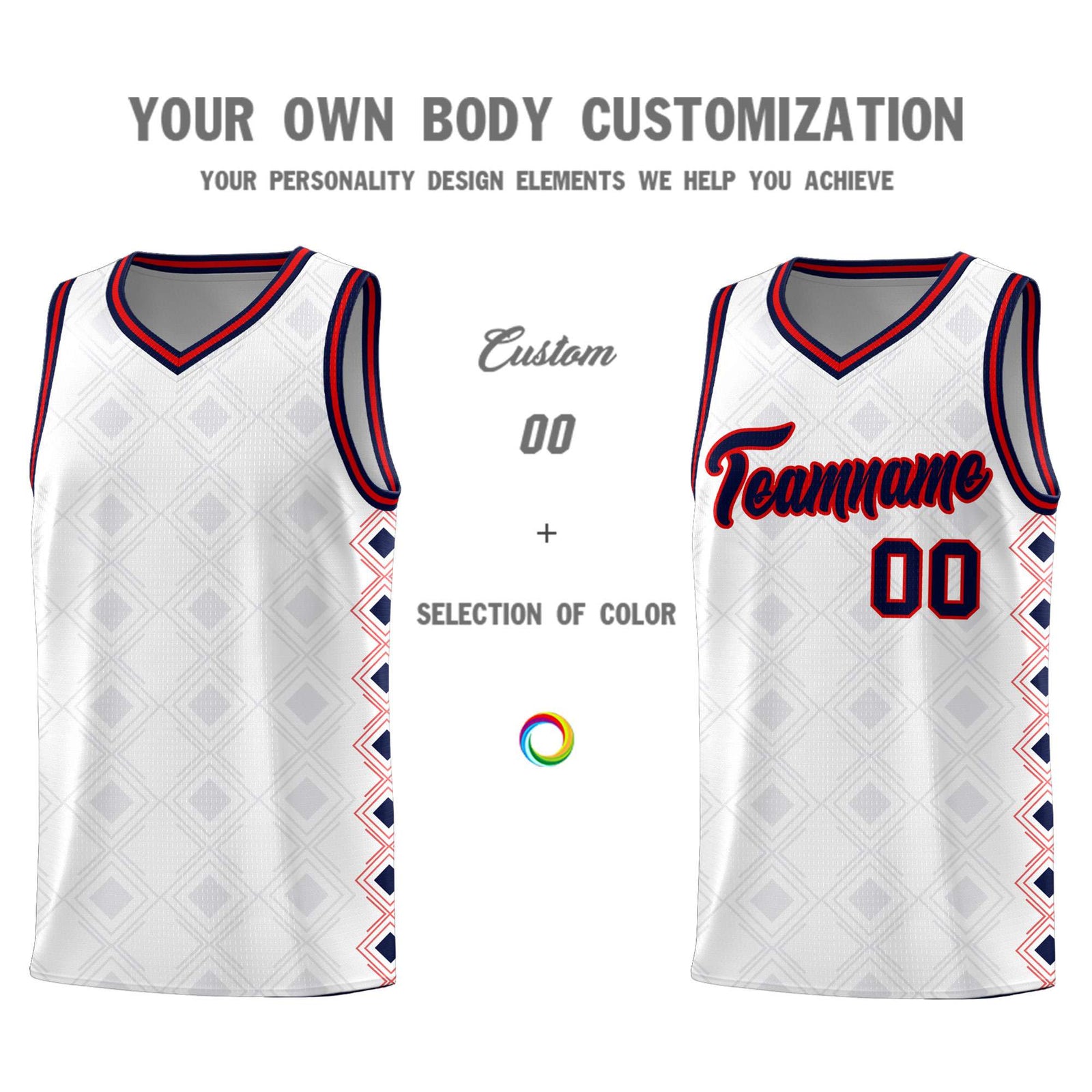 Custom White Side Blocks Sports Uniform Basketball Jersey