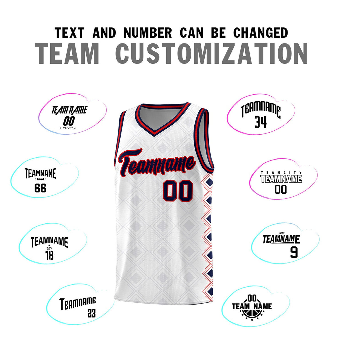Custom White Side Blocks Sports Uniform Basketball Jersey