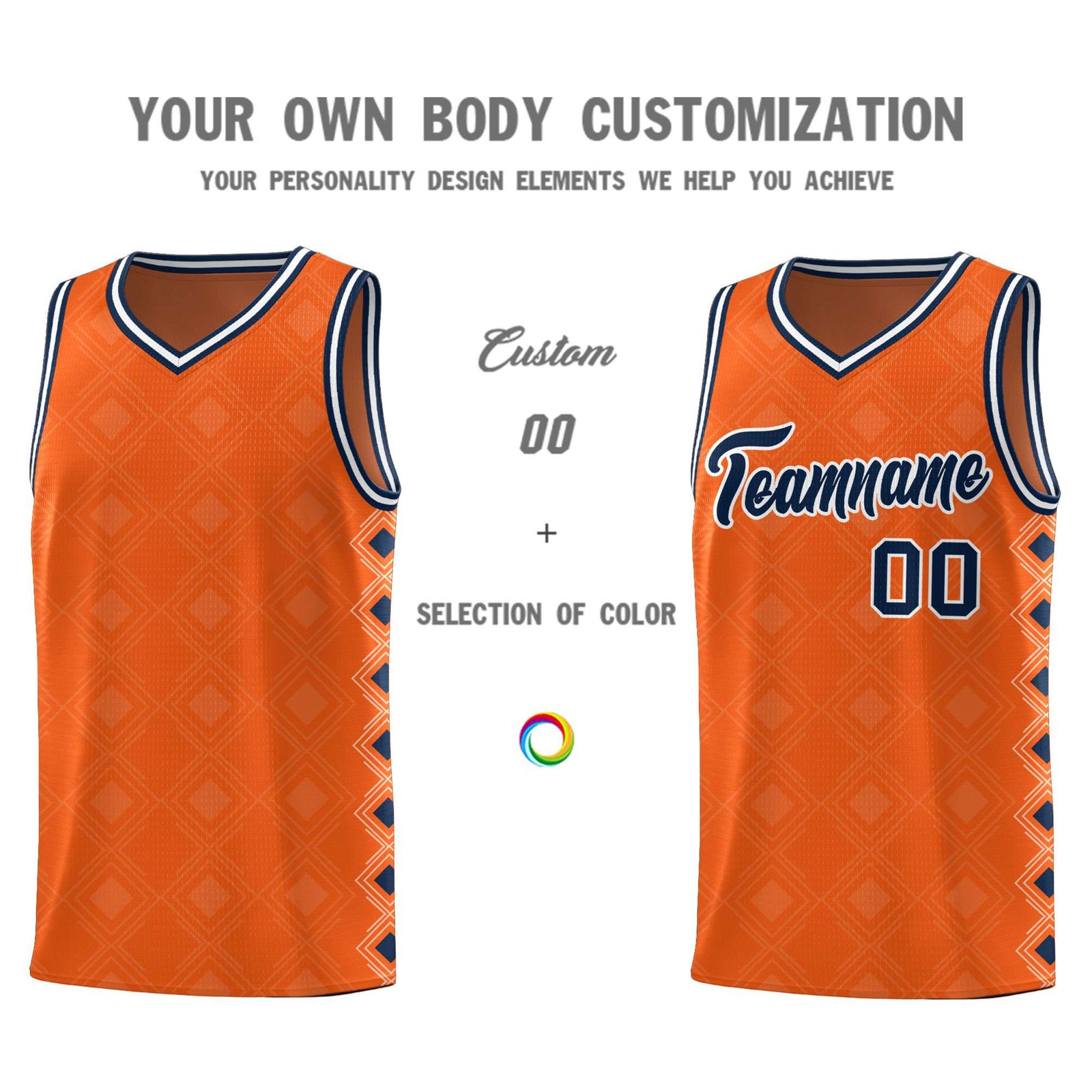 Custom Orange Side Blocks Sports Uniform Basketball Jersey